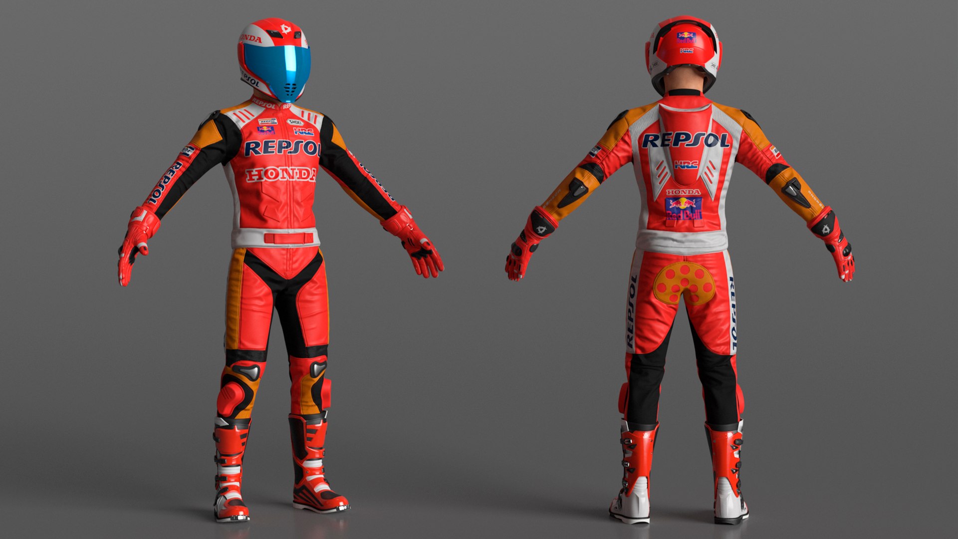 Sport Bike Rider Wearing Honda Race Suit 3D Model - TurboSquid 2235930