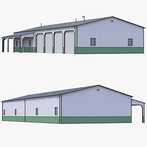 Green Industrial Building 34 PBR 3D model
