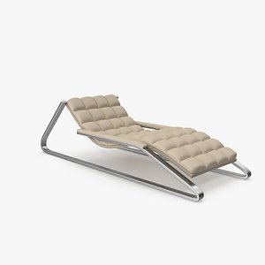 Beige Leather Sun Lounger