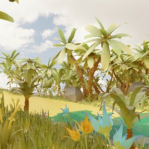 3D Stylized Environment Tropical Jungle Asset Pack model