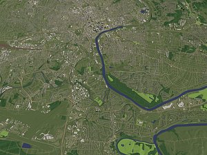 Nashville Tennessee USA in 20 km x 20 km - city and urban