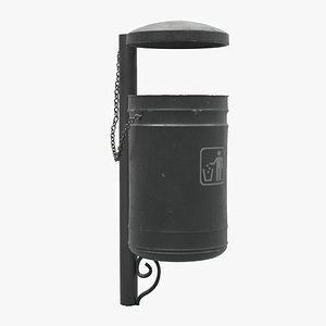 Realistic Metal Street Trash Bin Vol 01 Game Ready  PBR 3D model