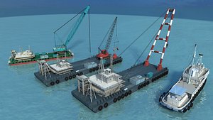 Offshore Construction Barges and Tugboat