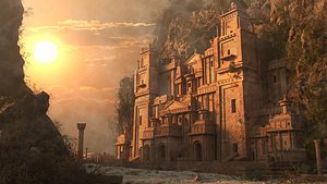 3D Fantasy Petra Palace environment