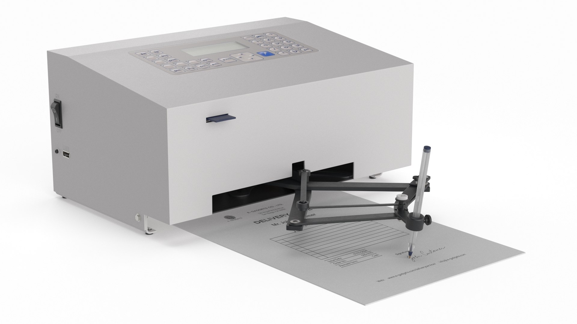 Automatic Signature Machine with Paper Document White 3D model preview