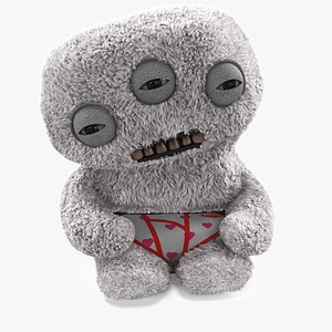 Fuggler Annoyed Plush Alien Toy White Fur Rigged 3D model