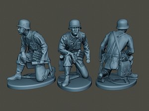 3D german soldier ww2 grenade