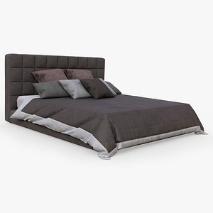 3D Brown Double Bed model