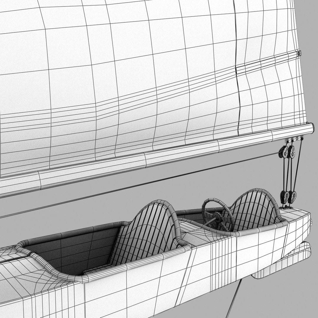 3d iceboat stern steerer boat sail model