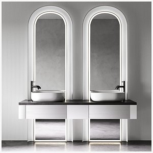 Bathroom kit with countertop sink and mirror