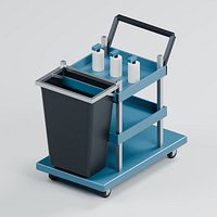 Janitor Service Cart with Shelves and Waste Bag Frame
