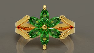 Prong set marquise shape diamond flower ring