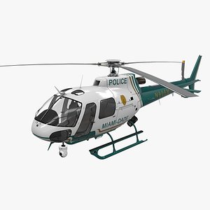 3D helicopter as-350 miami dade model