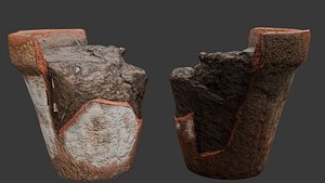 3D Broken Concrete Planter