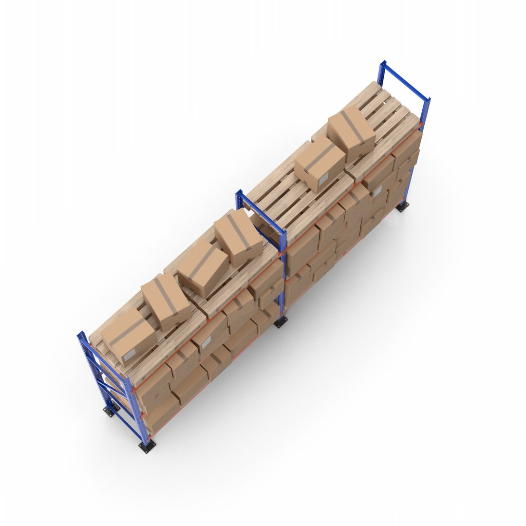 3D Metal Shelf Pallet Rack And Cardboard Boxes Model - TurboSquid 2161149