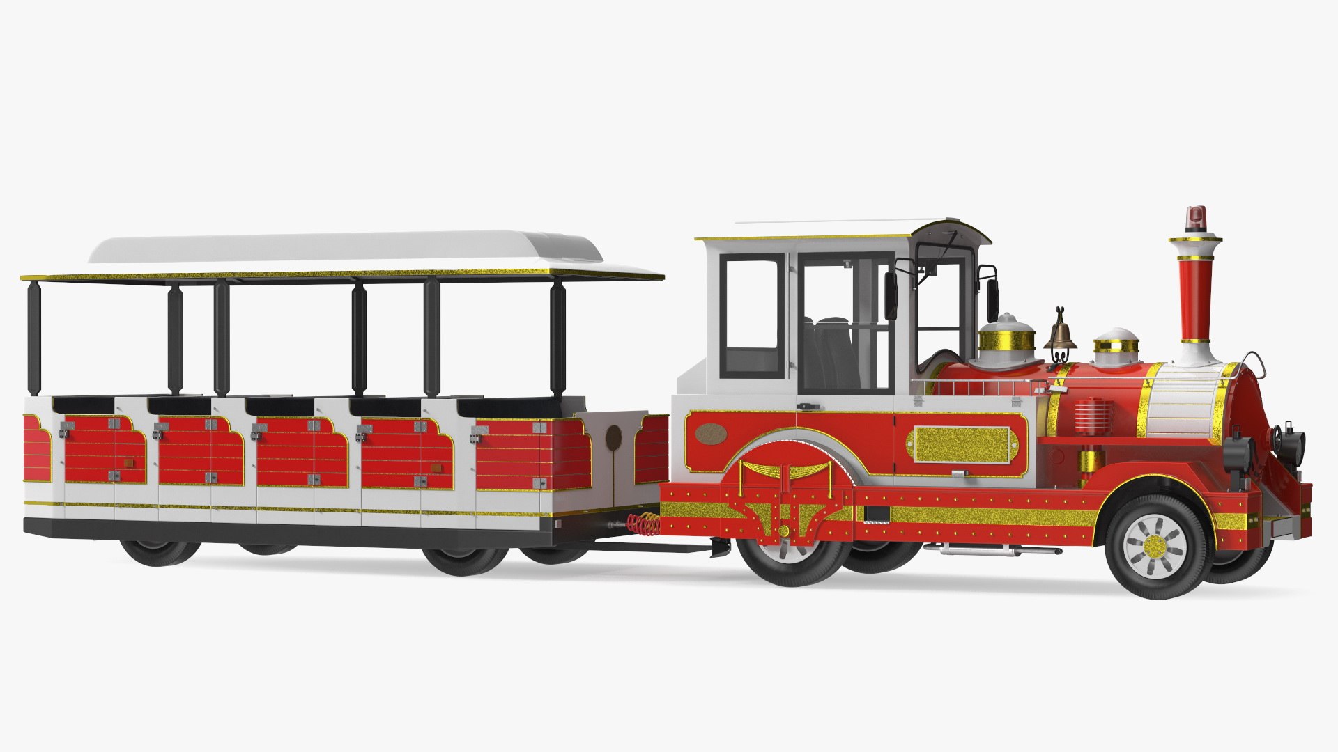 Tourist Train Rigged 3D model preview