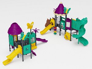 3D Kids Playground Equipment Set model