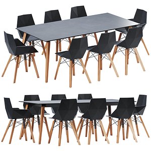 3D Faz Wood Dining Table And Chair