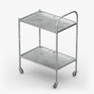 Stainless Medical Utility Cart Two-Tier Silver 3D model