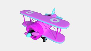 3D Airplane Cartoon A07 Pink Blue - Classic Aircraft model