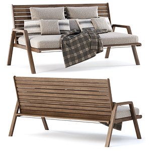 Mary wooden garden loveseat MR50 by Bpoint Design 3D model