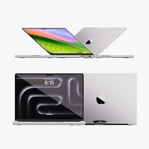Apple MacBook Pro 14 inch Silver 2023 With Magic Mouse 3D model