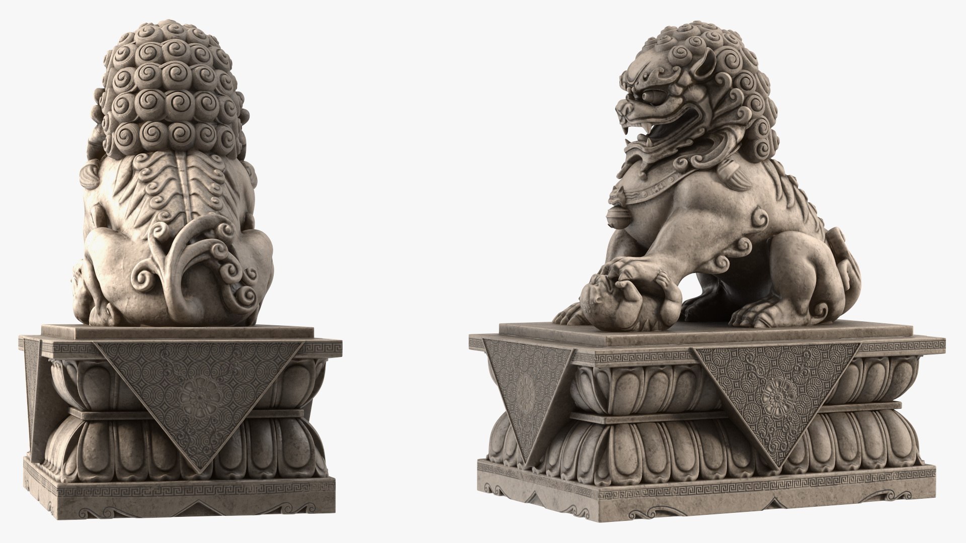 Chinese Stone Lion Statue model - TurboSquid 2068489