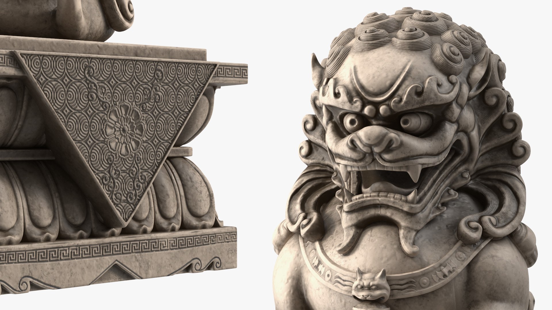 Chinese Stone Lion Statue model - TurboSquid 2068489