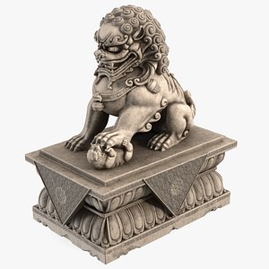 Chinese Stone Lion Statue model