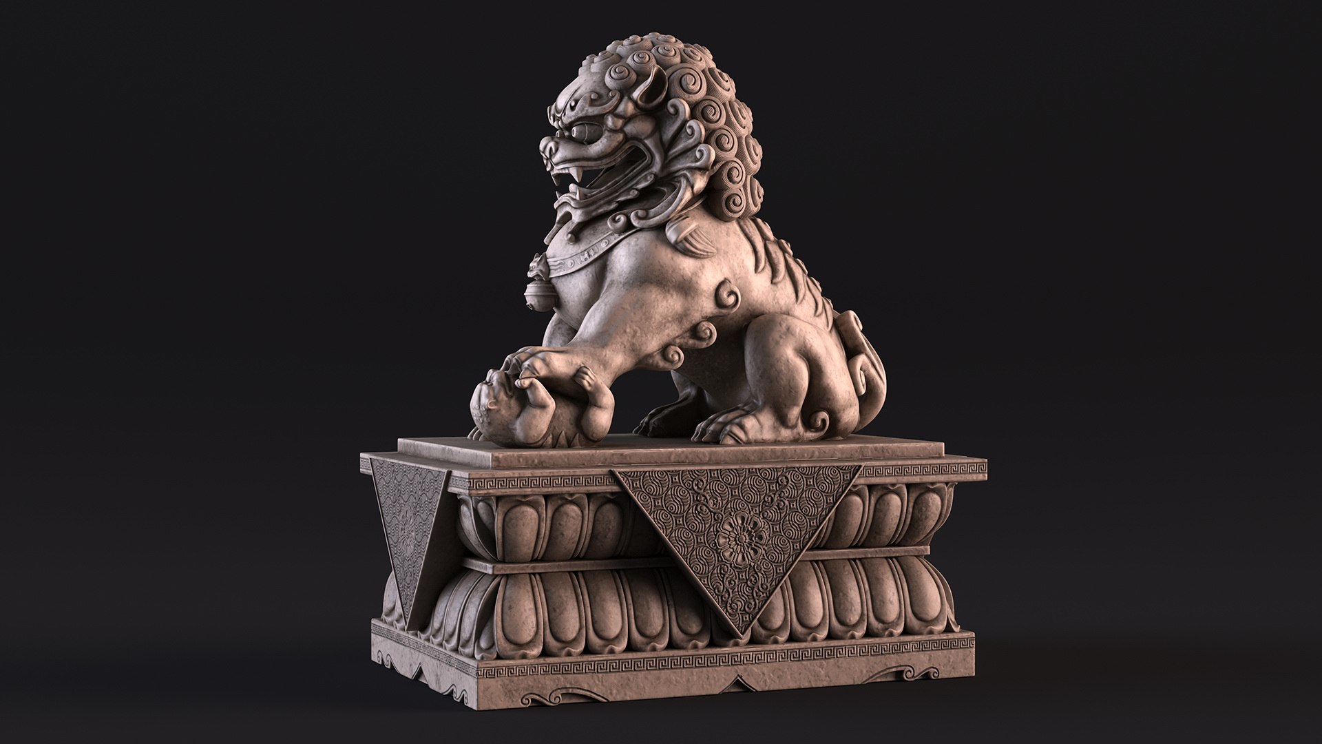 Chinese Stone Lion Statue model - TurboSquid 2068489