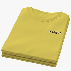 Female Crew Neck Folded Stacked Yellow Staff 02 3D model