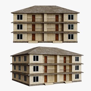 Realistic Indian Three-Story Apartment Building