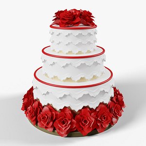 Three Tier Flower Wedding Cake