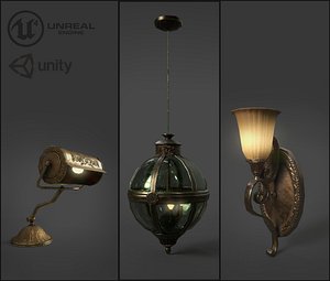 3D model Victorian Antique Lamps Low-poly