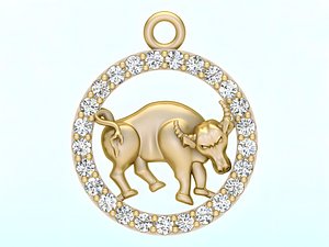 Buffalo Pendant - Bull Necklace - Zodiac Ox Jewelry - Animal Pendant STL 3D model