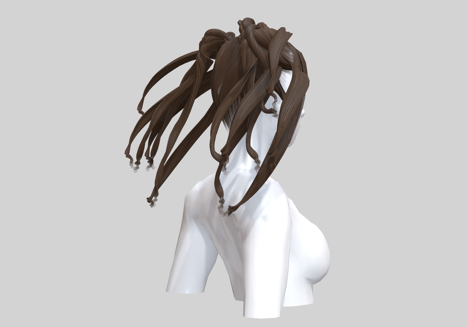 Pigtail Bun Hairstyle - 3D Model by nickianimations