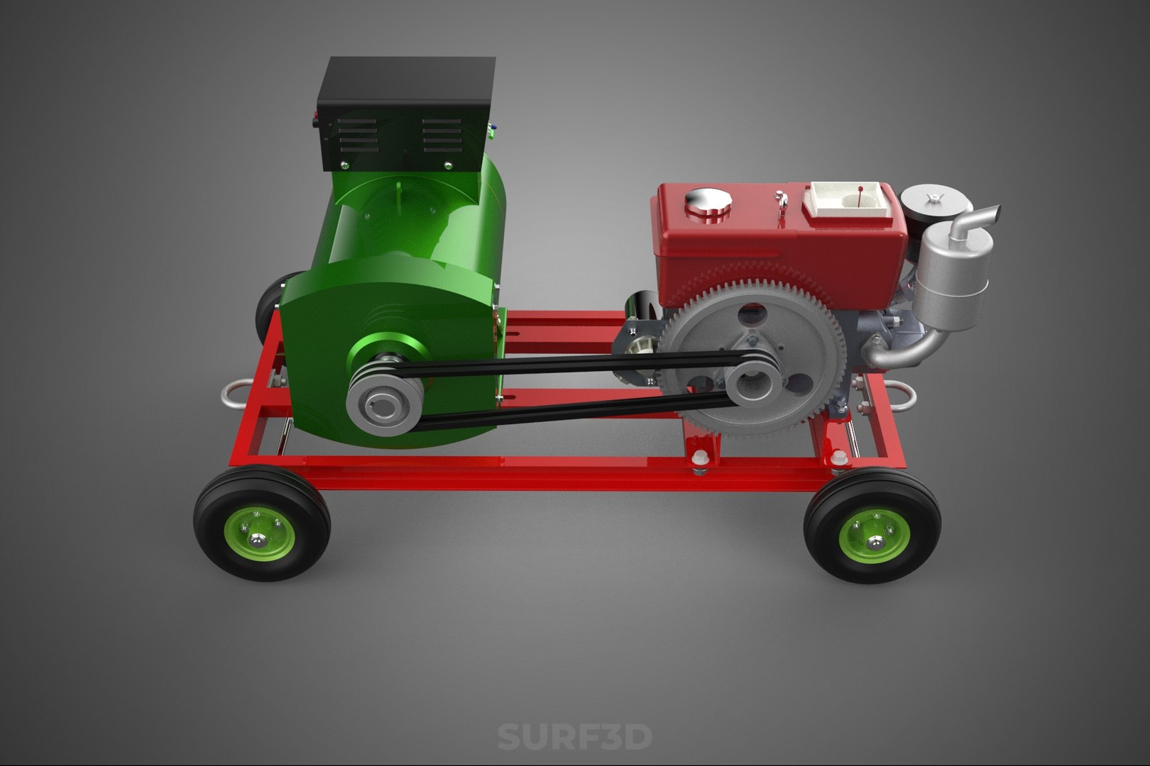 TURBINE POWER GENERATOR SET DIESEL ENGINE ALTERNATOR DYNAMO DIY 3D ...