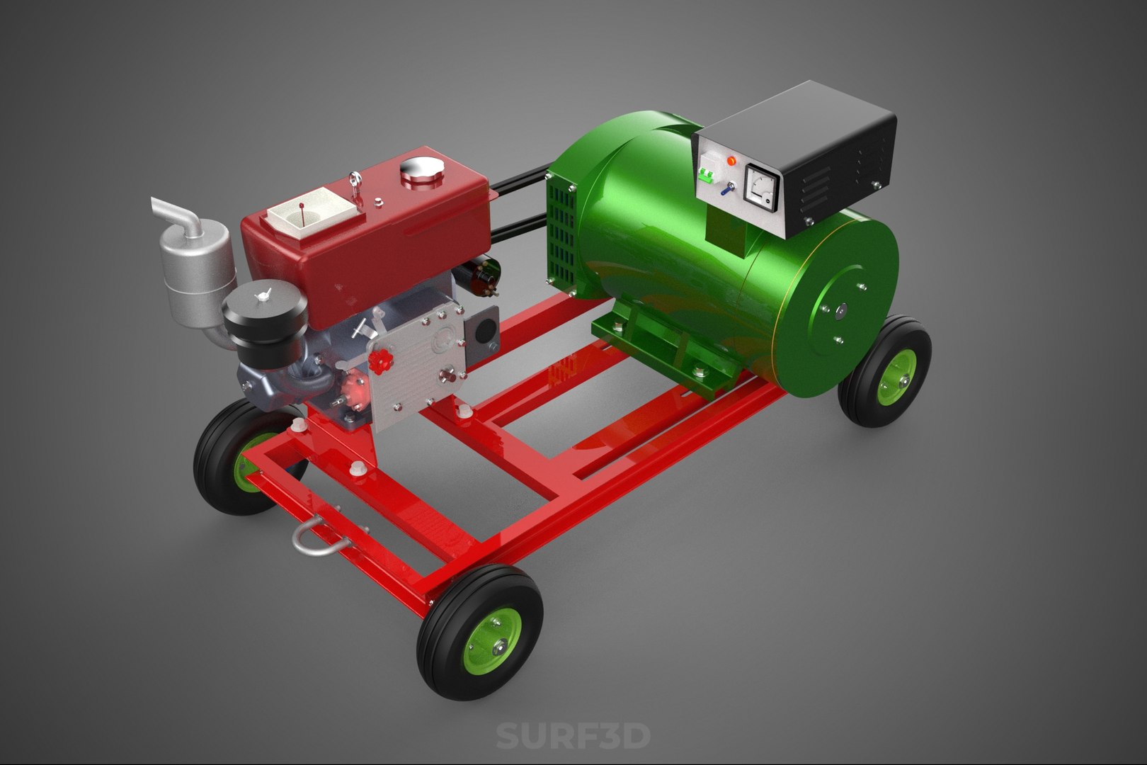TURBINE POWER GENERATOR SET DIESEL ENGINE ALTERNATOR DYNAMO DIY 3D ...