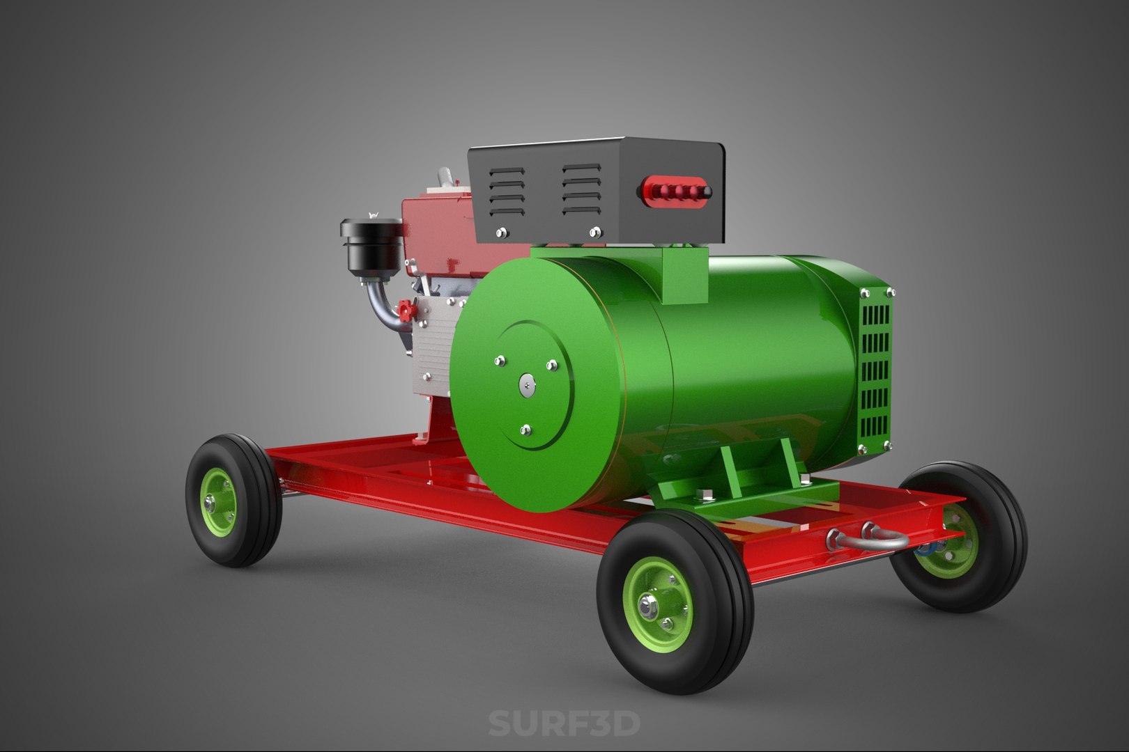 TURBINE POWER GENERATOR SET DIESEL ENGINE ALTERNATOR DYNAMO DIY 3D ...