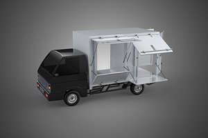 3D PICKUP BOX TRUCK CARGO FREIGHT CUBE VAN CAR model