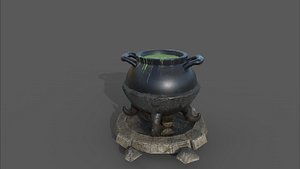 3D model Stylized Potion Cauldron PBR low-poly 3D model Low-poly 3D model