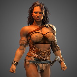 African Female Barbarian Warrior model