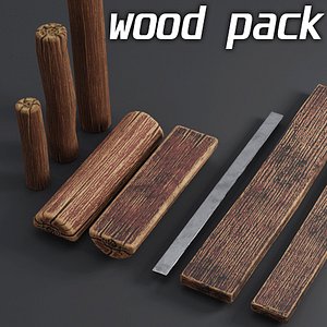 logs pack wooden 3D model