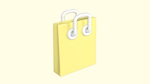 Low Poly Stylized Shopping Bag Cartoon Retail Paper Bag