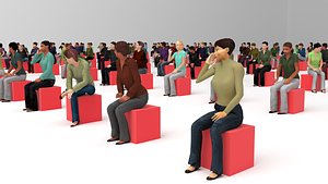 Low Poly Rigged and Animated Sitting Females Pack - 200 Pieces