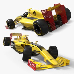 Yellow Formula One Car with Black Aero Trim Rigged