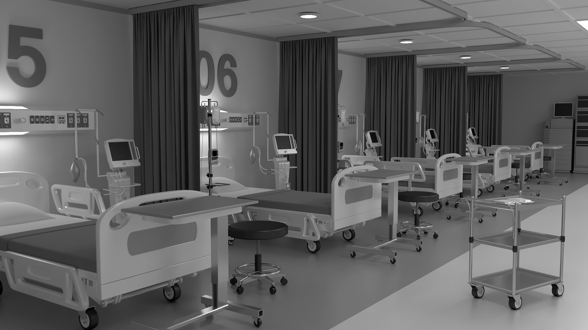3D Medical Recovery Room Scene TurboSquid 1548436