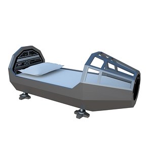 low-poly sci-fi bed 3D model