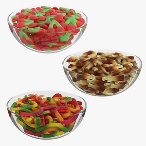 3D model Gummy jelly sweet glass bowls