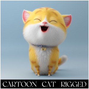 3D cartoon cat rigged model